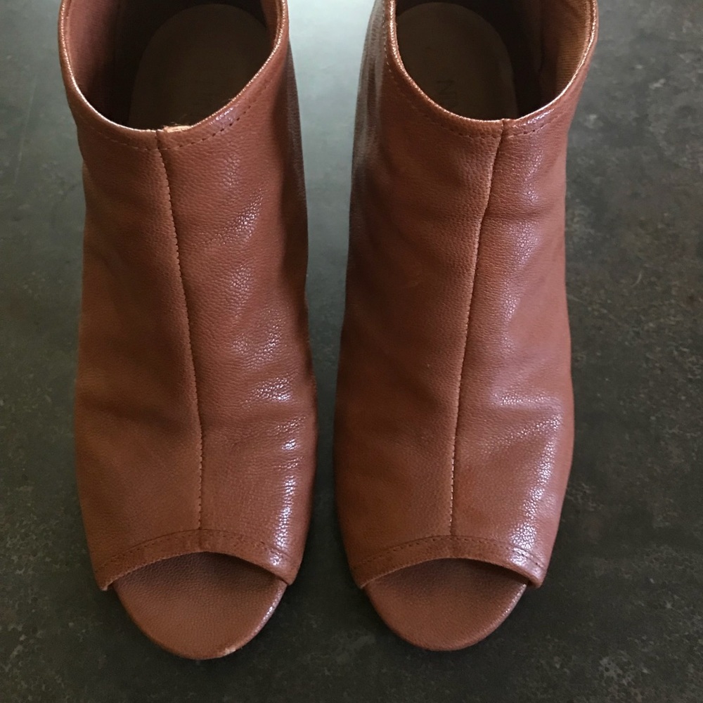 Nine West Leather Peep Toe Wedge Booties